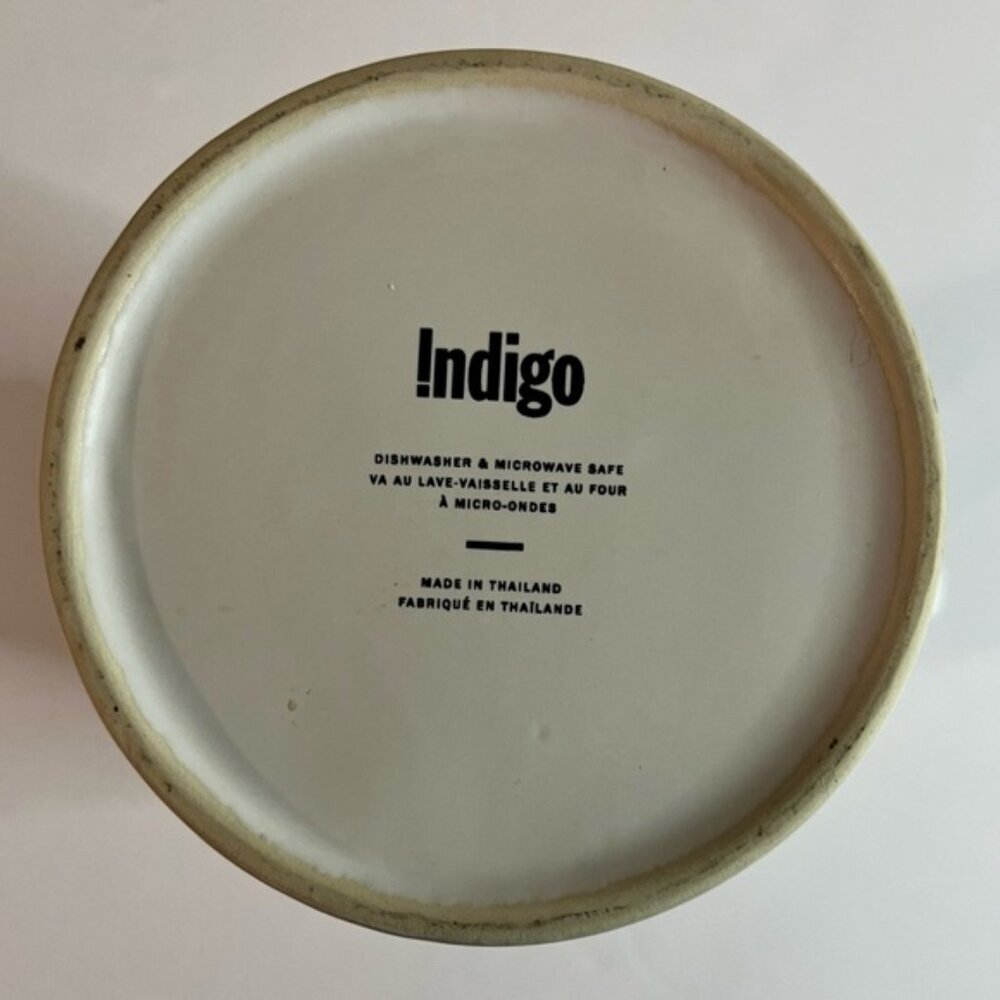 Indigo Ceramic Pitcher with Lid “Serve Warm” Embossed - Dishwasher Safe - Picture 3 of 10
